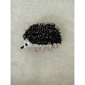 Adorable Silver Tone Enamel Hedgehog Scarf Pin.